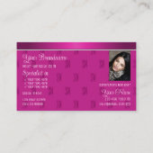 Stylish Girly Pink met Logo Monogram en Foto Visitekaartje (Achterkant)