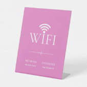 Stylish Girly Pink Wifi Network Password Sign Reclamebord Met Voetstuk (Voorkant)