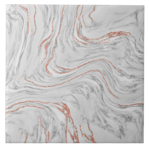 Stylish Girly Roos Gold Glitter en Marble Tegeltje