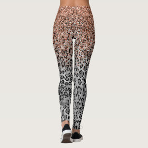 Stylish Girly Roos Gold Glitter Leopard Leggings