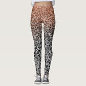 Stylish Girly Roos Gold Glitter Leopard Leggings (Voorkant)