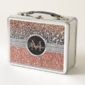 Stylish Girly Roos Gold Glitter Leopard Monogram (Voorkant)