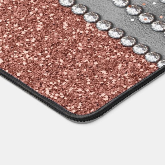 Stylish Girly Roos Gold Glitter Leopard Monogram Bureaumat (Hoek)