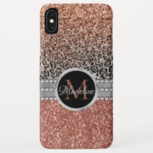 Stylish Girly Roos Gold Glitter Leopard Monogram Case-Mate iPhone Case