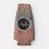 Stylish Girly Roos Gold Glitter Leopard Monogram Flesjeskoeler (Voorkant)