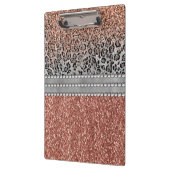 Stylish Girly Roos Gold Glitter Leopard Monogram Klembord (Links)
