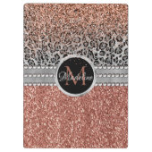 Stylish Girly Roos Gold Glitter Leopard Monogram Klembord (Achterkant)
