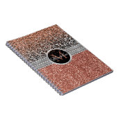 Stylish Girly Roos Gold Glitter Leopard Monogram Notitieboek (Rechterzijde)