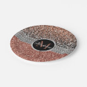 Stylish Girly Roos Gold Glitter Leopard Monogram Papieren Bordje (Gekanteld)