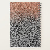 Stylish Girly Roos Gold Glitter Leopard Monogram Planner (Achterkant)