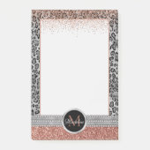 Stylish Girly Roos Gold Glitter Leopard Monogram Post-it® Notes (Voorkant)