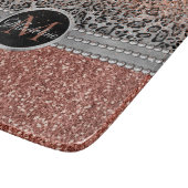 Stylish Girly Roos Gold Glitter Leopard Monogram Snijplank (Hoek)