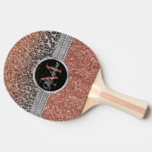 Stylish Girly Roos Gold Glitter Leopard Monogram Tafeltennisbatje (Zijkant)