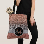 Stylish Girly Roos Gold Glitter Leopard Monogram Tote Bag (Dichtbij)