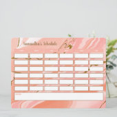 Stylish Girly Weekly Schedule School Tijdschema (Staand voorkant)