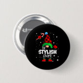 Stylish Gnome Red Buffalo Plaid Matching Family Ch Ronde Button 5,7 Cm (Voorkant /achterkant)