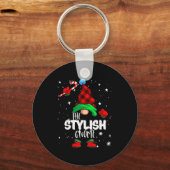 Stylish Gnome Red Buffalo Plaid Matching Family Ch Sleutelhanger (Voorkant)