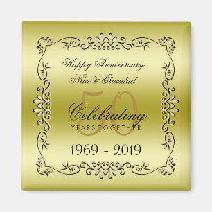Stylish Gold 50th Wedding Jubileum Magneet