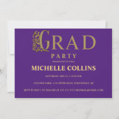 Stylish Gold Afstuderen Invitation Kaart (Voorkant)