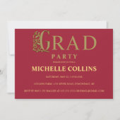 Stylish Gold Afstuderen Invitation Kaart (Voorkant)