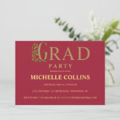 Stylish Gold Afstuderen Invitation Kaart (Staand voorkant)