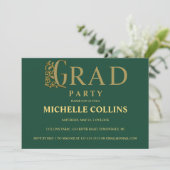 Stylish Gold Afstuderen Invitation Kaart (Staand voorkant)