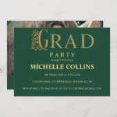 Stylish Gold Afstuderen Invitation Kaart (Voorkant / Achterkant)