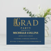 Stylish Gold Afstuderen Invitation Kaart (Staand voorkant)