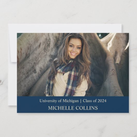 Stylish Gold Afstuderen Invitation Kaart (Achterkant)