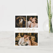Stylish Gold and White Wedding Photo Collage Bedankkaart (Voorkant)