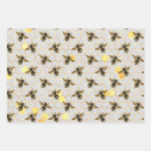 Stylish Gold Bees Honeycomb Honey Stripes Inpakpapier Vel (Voorkant 2)