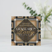 Stylish Gold Black Art Deco Graduation Party Kaart (Staand voorkant)