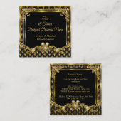 Stylish Gold Black Damask Elegant Designer Vierkante Visitekaartje (Voorkant / Achterkant)