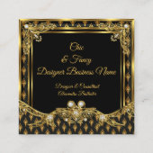 Stylish Gold Black Damask Elegant Designer Vierkante Visitekaartje (Voorkant)