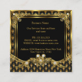 Stylish Gold Black Damask Elegant Designer Vierkante Visitekaartje (Achterkant)