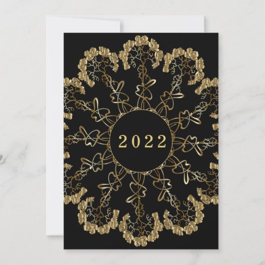 Stylish Gold Celebration New Years Uitnodiging (Achterkant)