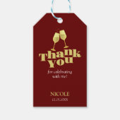 Stylish Gold Champagne Burgundy Birthday Thank You Cadeaulabel (Voorkant)