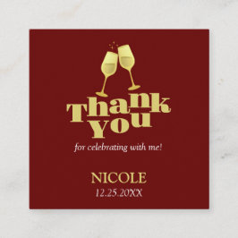 Stylish Gold Champagne Burgundy Birthday Thank You Informatiekaartje