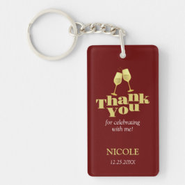 Stylish Gold Champagne Burgundy Birthday Thank You Sleutelhanger