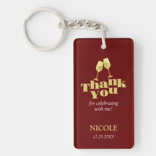 Stylish Gold Champagne Burgundy Birthday Thank You Sleutelhanger