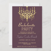 Stylish Gold Chandelier Party Invitation Kaart (Voorkant)