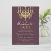 Stylish Gold Chandelier Party Invitation Kaart (Staand voorkant)