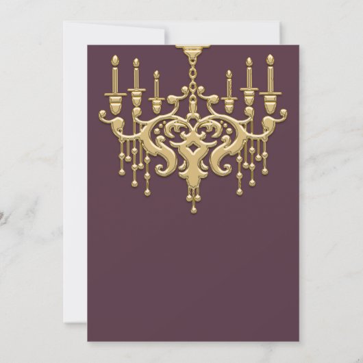 Stylish Gold Chandelier Party Invitation Kaart (Achterkant)