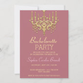 Stylish Gold Chandelier Party Invitation Kaart (Voorkant)