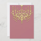 Stylish Gold Chandelier Party Invitation Kaart (Achterkant)