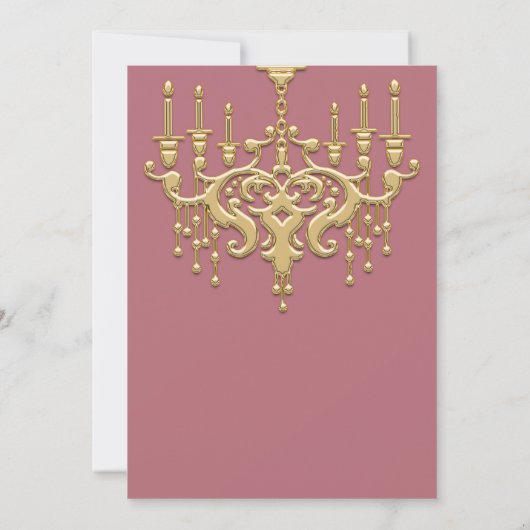 Stylish Gold Chandelier Party Invitation Kaart (Achterkant)