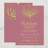 Stylish Gold Chandelier Party Invitation Kaart (Voorkant / Achterkant)