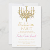 Stylish Gold Chandelier Party Invitation Kaart (Voorkant)