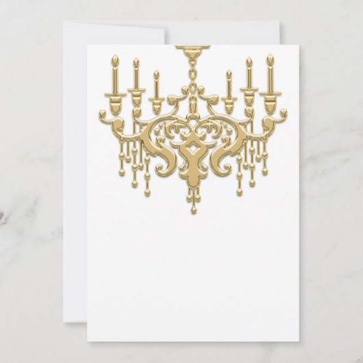 Stylish Gold Chandelier Party Invitation Kaart (Achterkant)