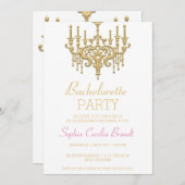 Stylish Gold Chandelier Party Invitation Kaart (Voorkant / Achterkant)